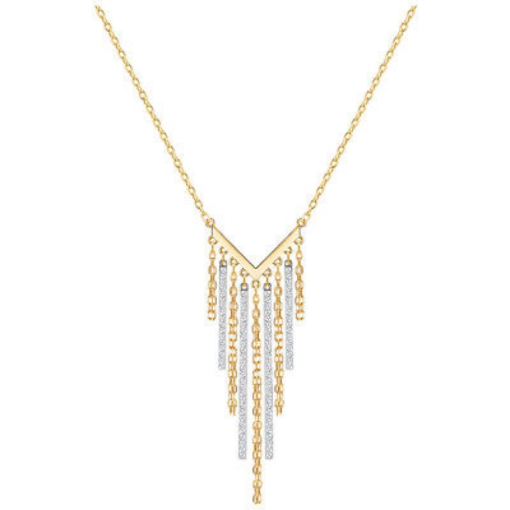 LYREBIRD NECKLACE, WHITE, MIXED PLATING